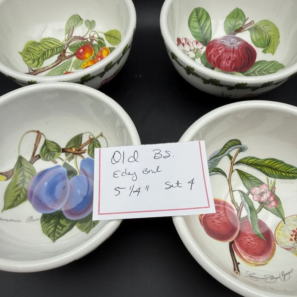 Vtg Portmeirion Pomona Cereal Bowls Set 4 Fruit Botanical Cottagecore 5 1/4 Inch